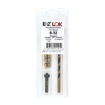 E-Z LOK™ - EZ-900832-10 Pack of 1 - E-Z Hex™ Threaded Insert Installation Kit for Soft Wood - Flanged - 8-32 x 10mm