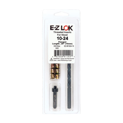E-Z LOK™ - EZ-901024-10 Pack of 1 - E-Z Hex™ Threaded Insert Installation Kit for Soft Wood - Flanged - 10-24 x 10mm