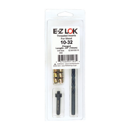 E-Z LOK™ - EZ-901032-10 Pack of 1 - E-Z Hex™ Threaded Insert Installation Kit for Soft Wood - Flanged - 10-32 x 10mm