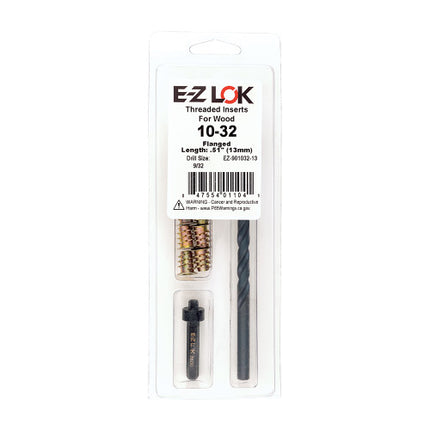 E-Z LOK™ - EZ-901032-13 Pack of 1 - E-Z Hex™ Threaded Insert Installation Kit for Soft Wood - Flanged - 10-32 x 13mm