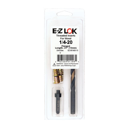 E-Z LOK™ - EZ-901420-13 Pack of 1 - E-Z Hex™ Threaded Insert Installation Kit for Soft Wood - Flanged - 1/4-20 x 13mm