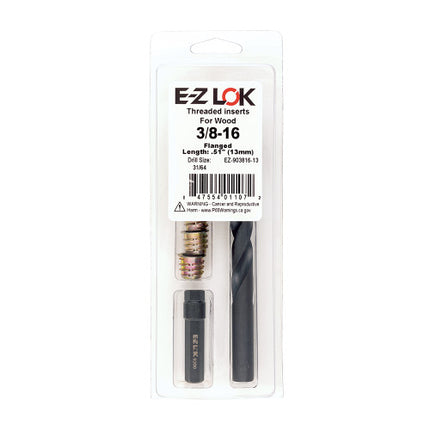 E-Z LOK™ - EZ-903816-13 Pack of 1 - E-Z Hex™ Threaded Insert Installation Kit for Soft Wood - Flanged - 3/8-16 x 13mm