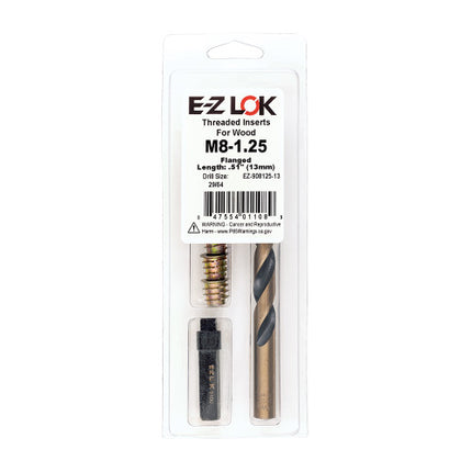 E-Z LOK™ - EZ-908125-13 Pack of 1 - E-Z Hex™ Threaded Insert Installation Kit for Soft Wood - Flanged - M8-1.25 x 13mm