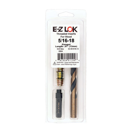 E-Z LOK™ - EZ-951618-13 Pack of 1 - E-Z Hex™ Threaded Insert Installation Kit for Soft Wood - Flanged - 5/16-18 x 13mm